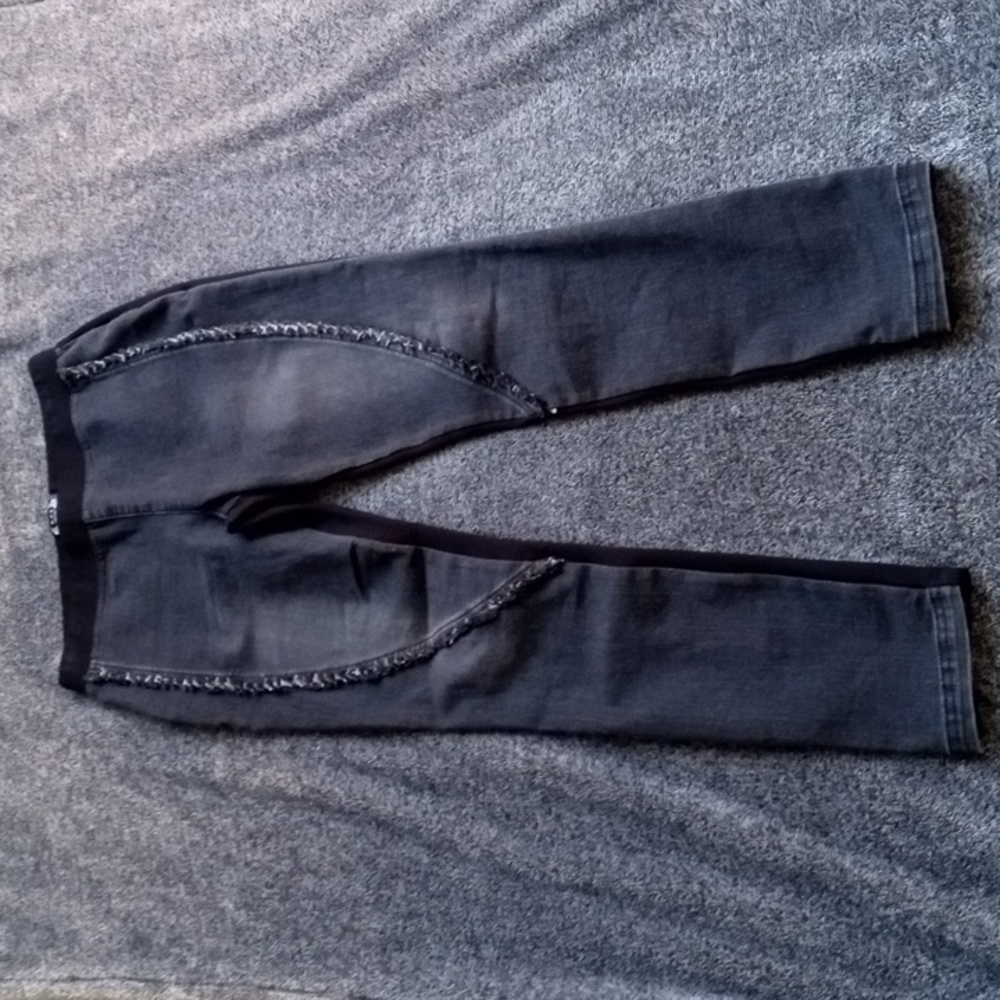 A.Z.I. black jeggings with fringe detail